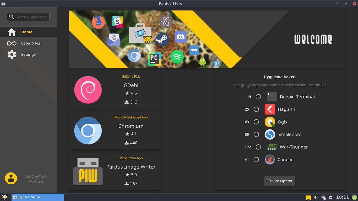 Pardus desktop screenshot: 17.5 pardus store