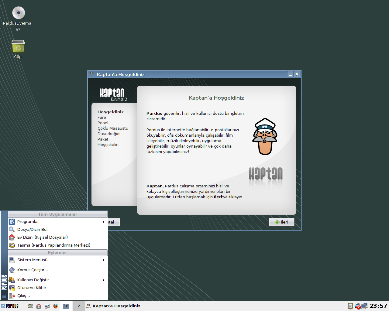 Pardus desktop screenshot: 2 corporate