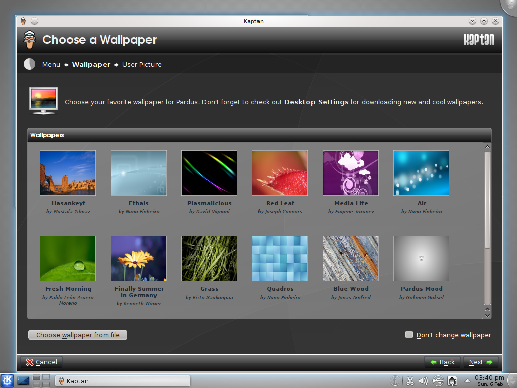 Pardus desktop screenshot: 2011 kaptan wallpaper