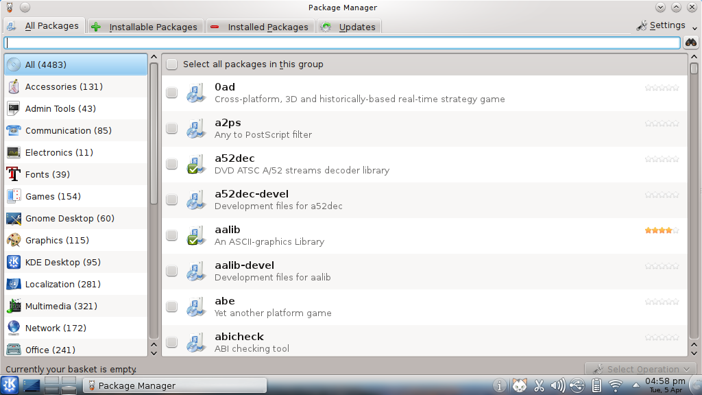 Pardus desktop screenshot: 2011 pisi