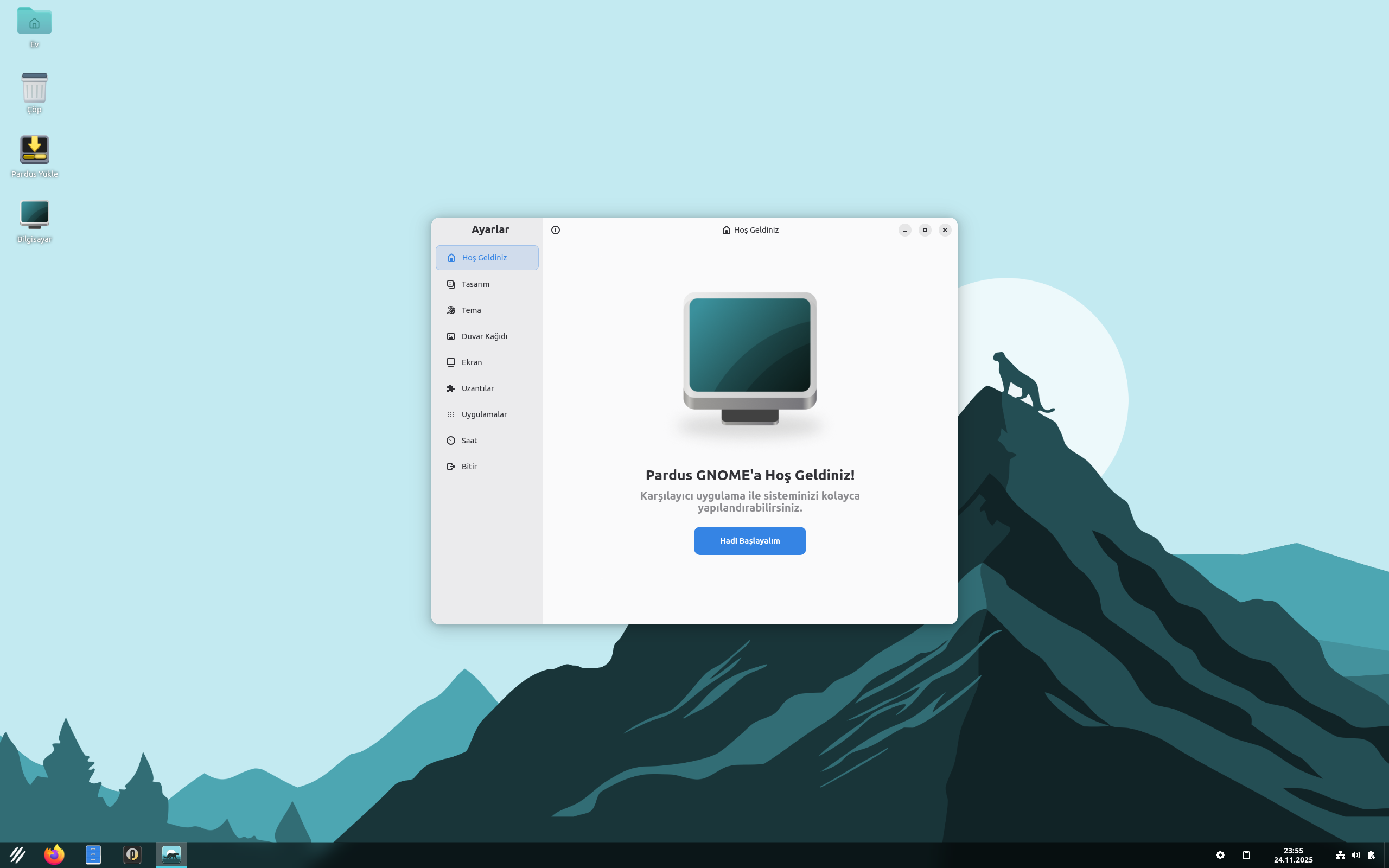 Pardus desktop screenshot: 25.0 gnome