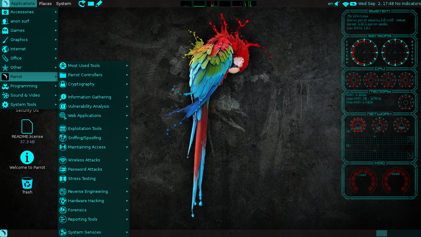 Parrot desktop screenshot: 2.0
