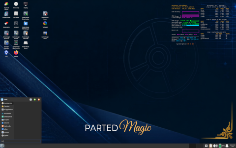 Parted Magic desktop screenshot: Distribution overview