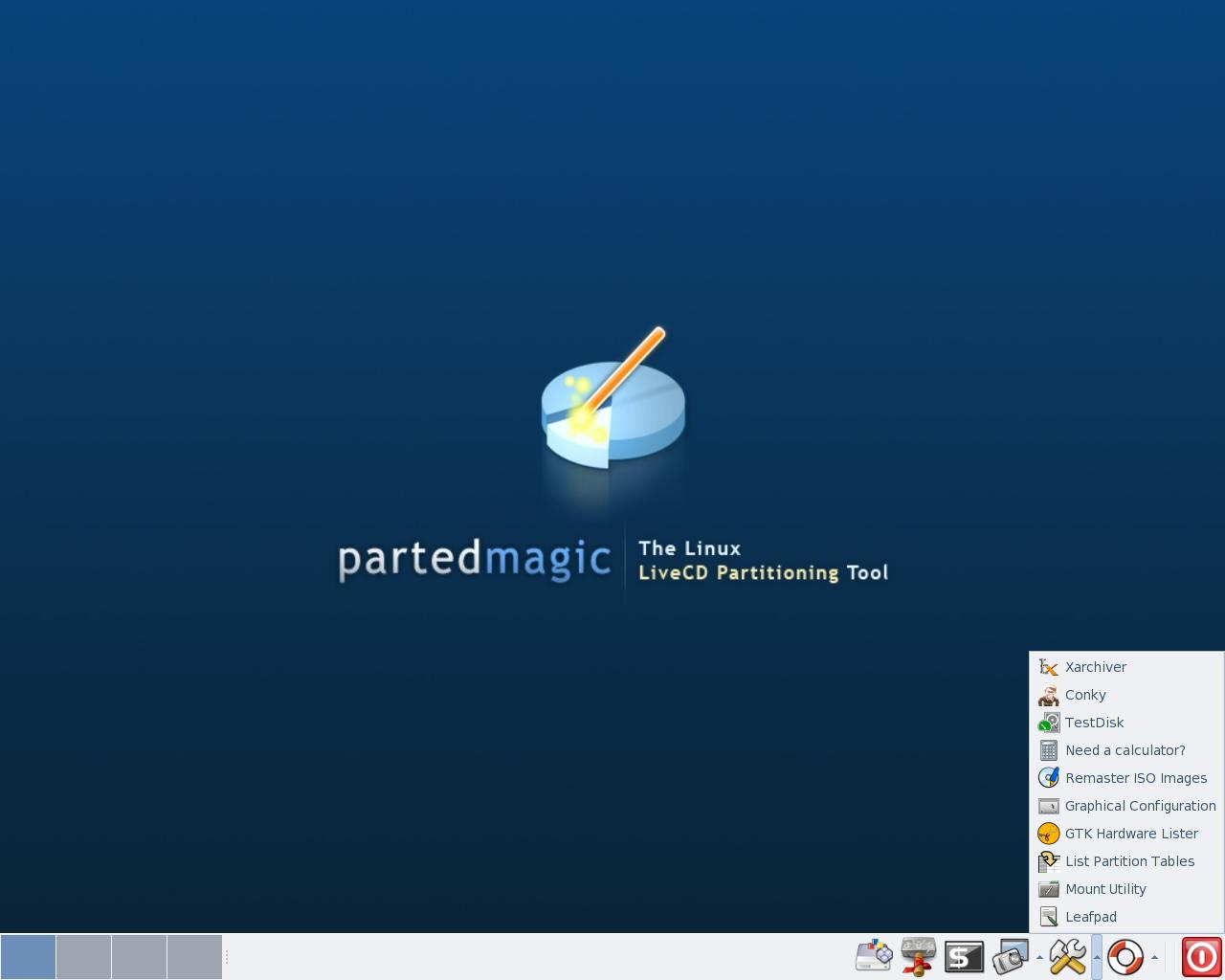 Parted Magic desktop screenshot: 1.7