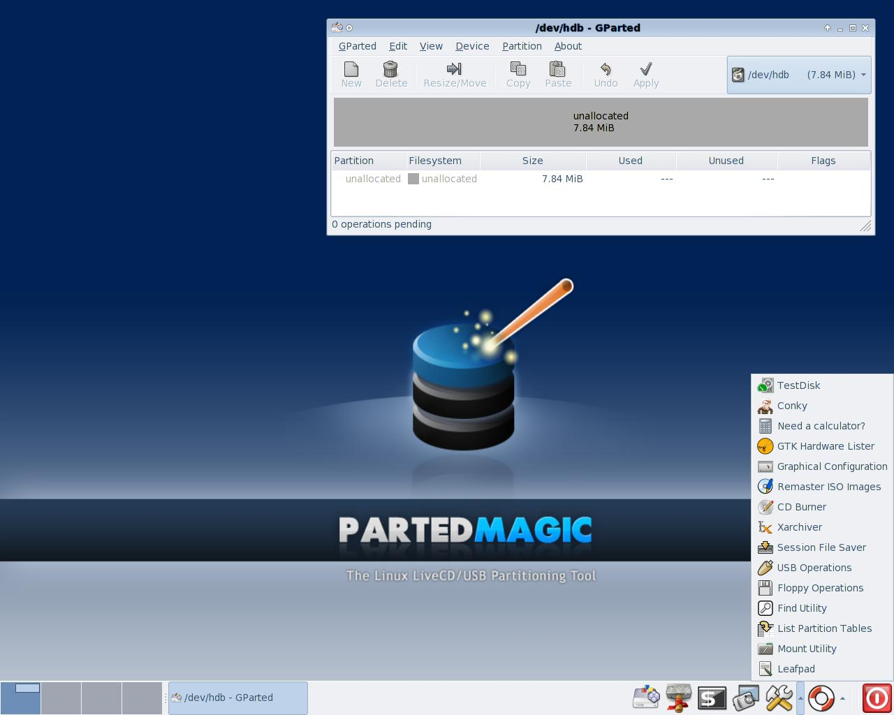 Parted Magic desktop screenshot: 1.8