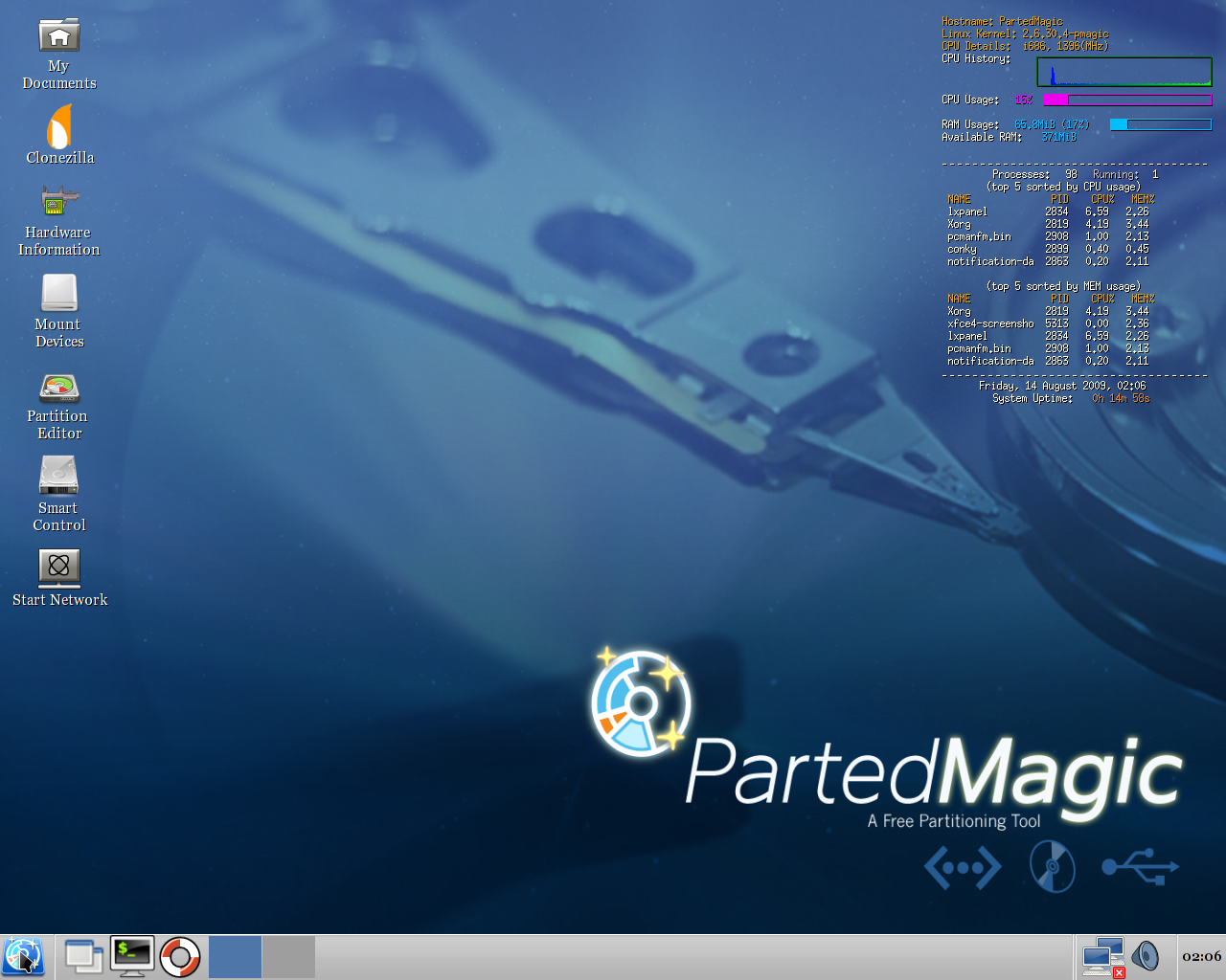 Parted Magic desktop screenshot: 4.4
