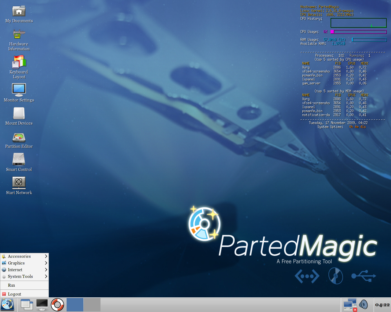 Parted Magic desktop screenshot: 4.6