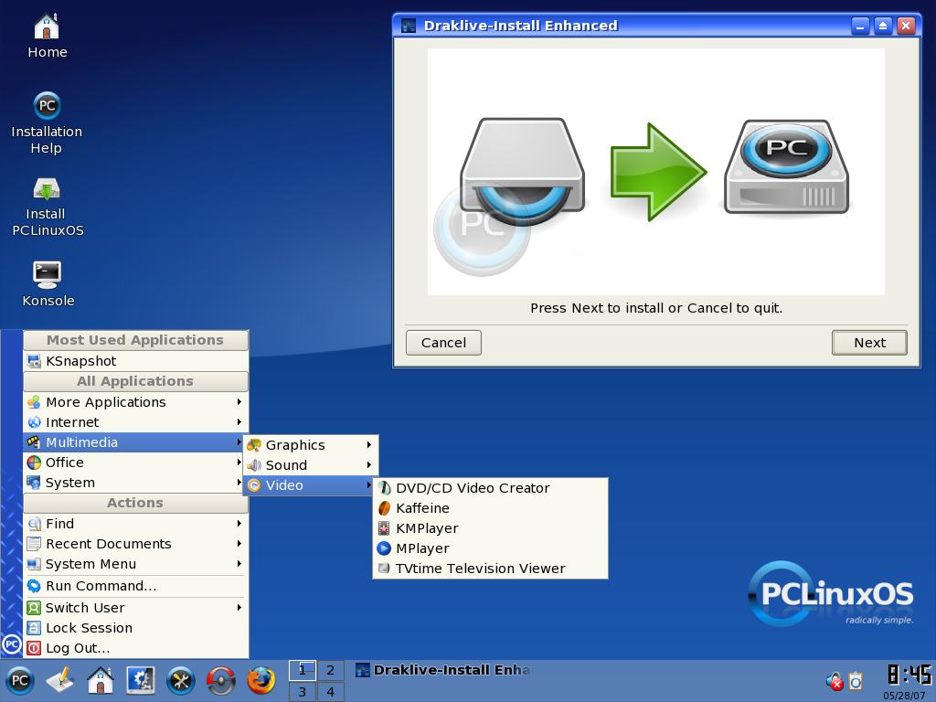 PCLinuxOS desktop screenshot: 2007 desktop