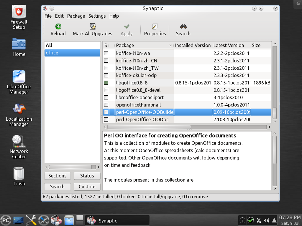 PCLinuxOS desktop screenshot: 2011.6 packages
