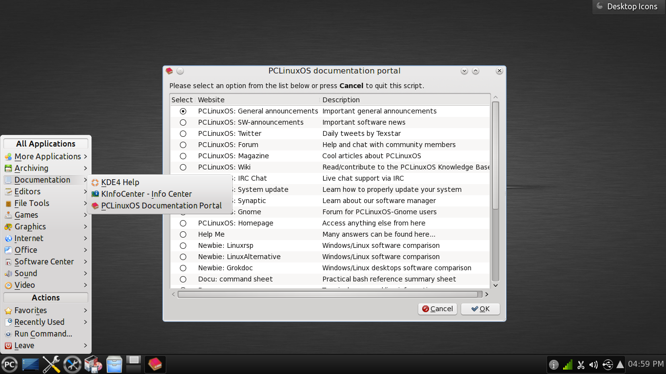 PCLinuxOS desktop screenshot: 2012.08 desktop