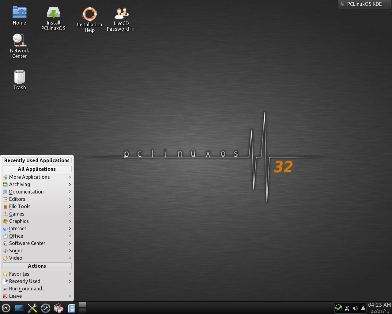 PCLinuxOS desktop screenshot: 2013.02