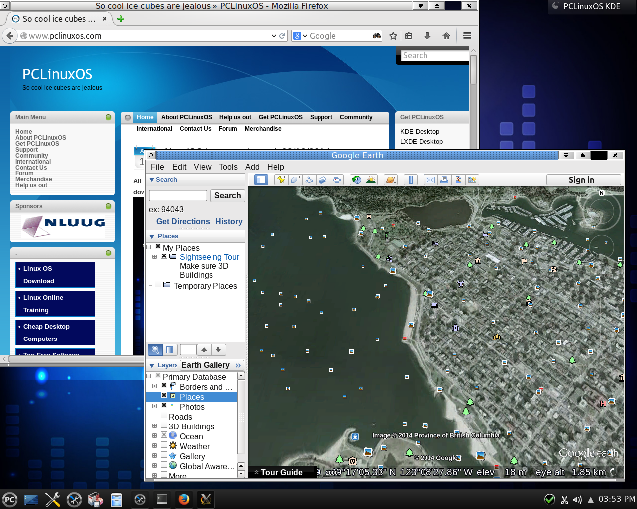 PCLinuxOS desktop screenshot: 2014.08 apps