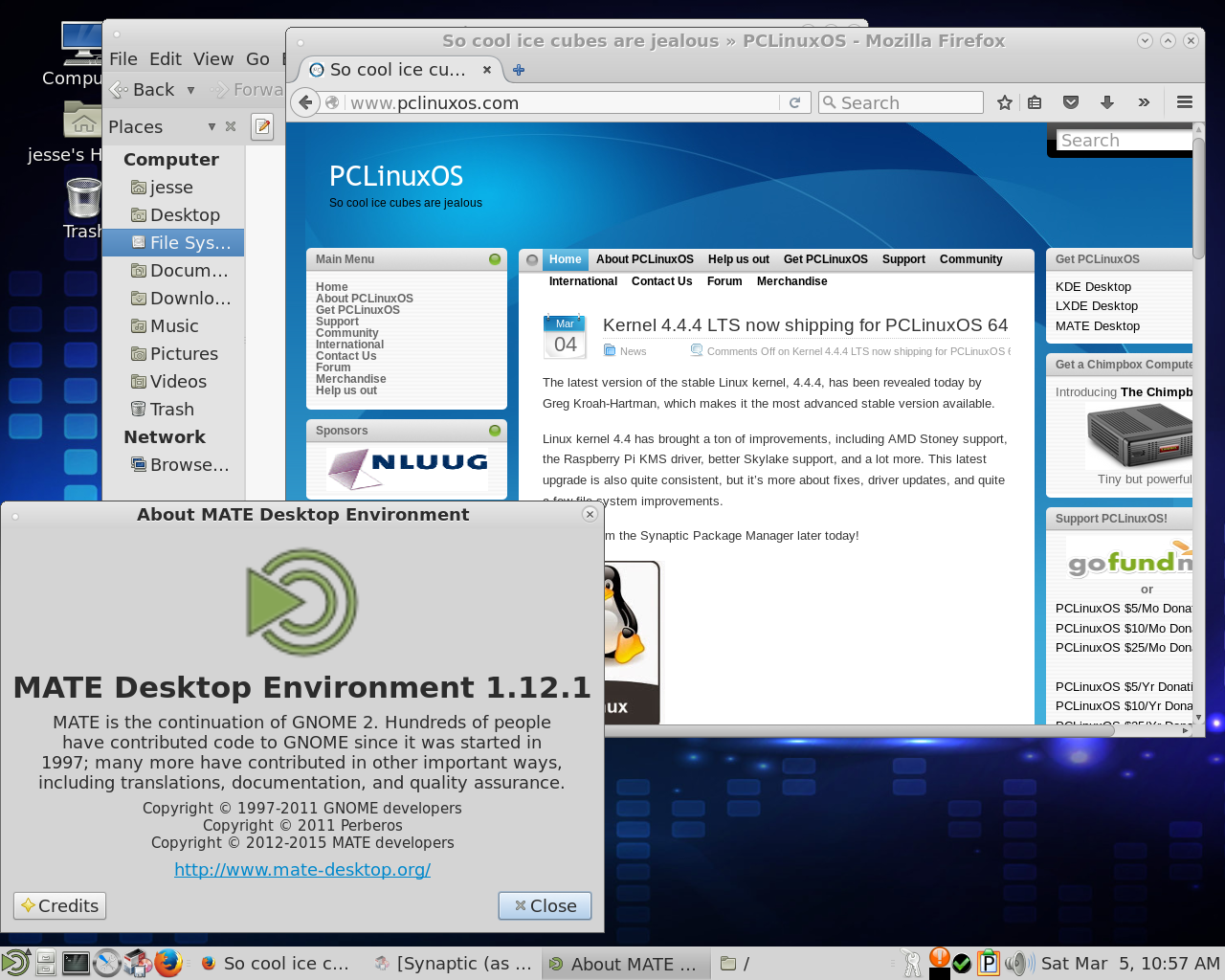 PCLinuxOS desktop screenshot: 2016.03 apps