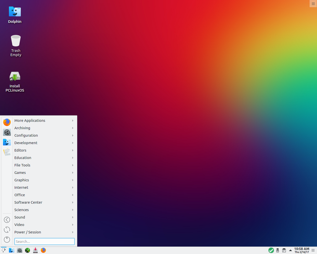 PCLinuxOS desktop screenshot: 2017.02