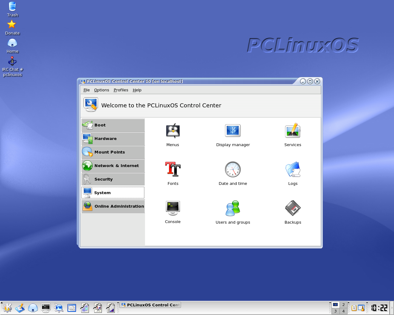 PCLinuxOS desktop screenshot: p8
