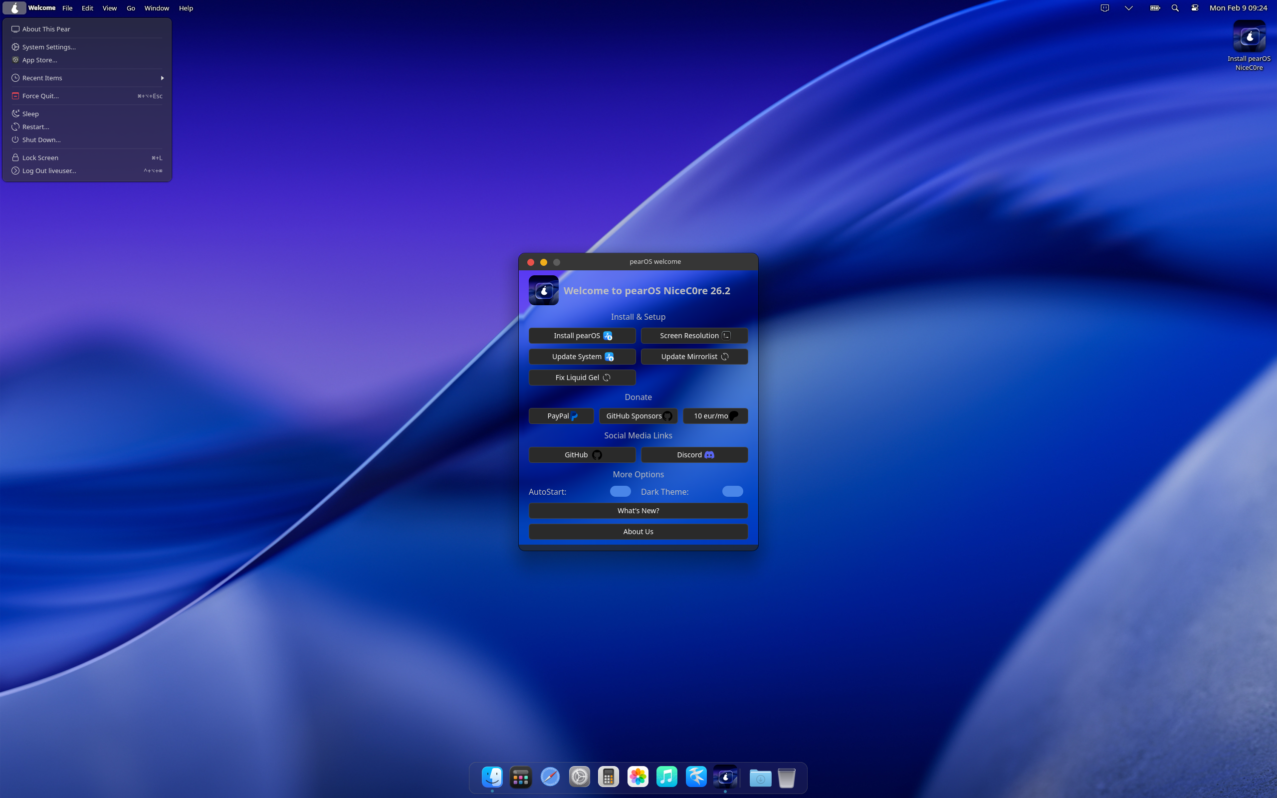 pearOS desktop screenshot: 2026.02