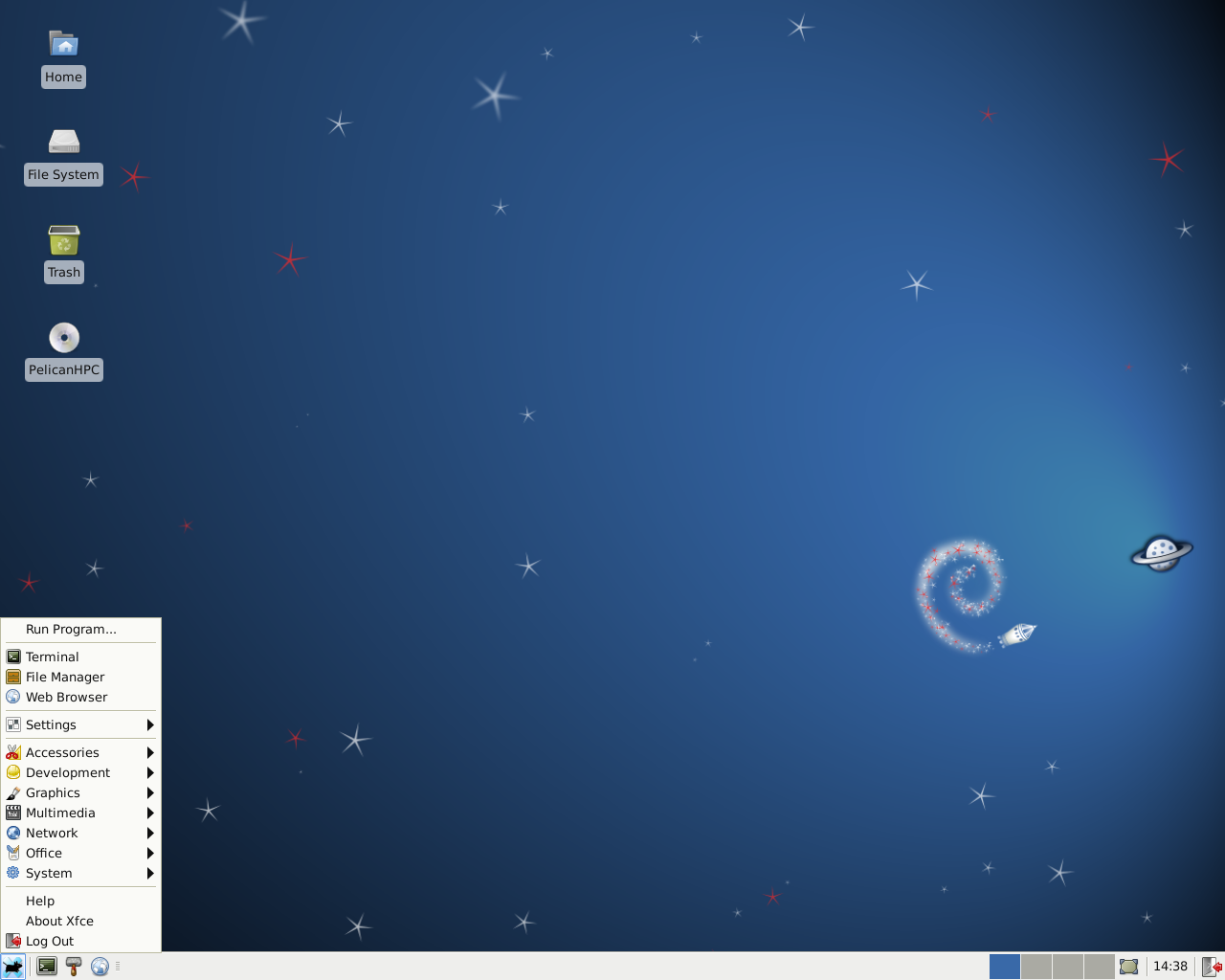 PelicanHPC desktop screenshot: 2.3