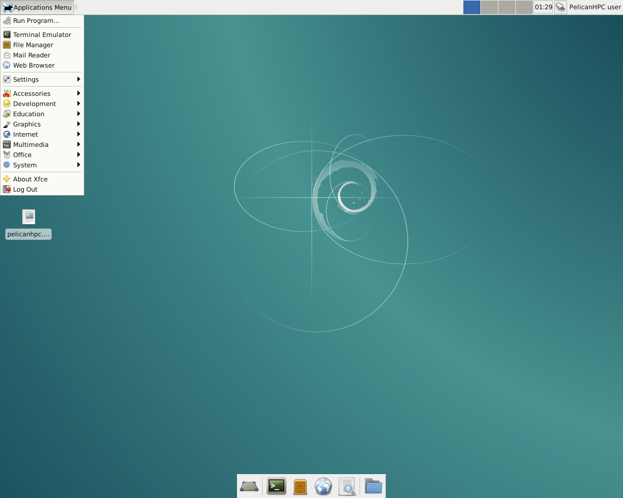 PelicanHPC desktop screenshot: 4.0