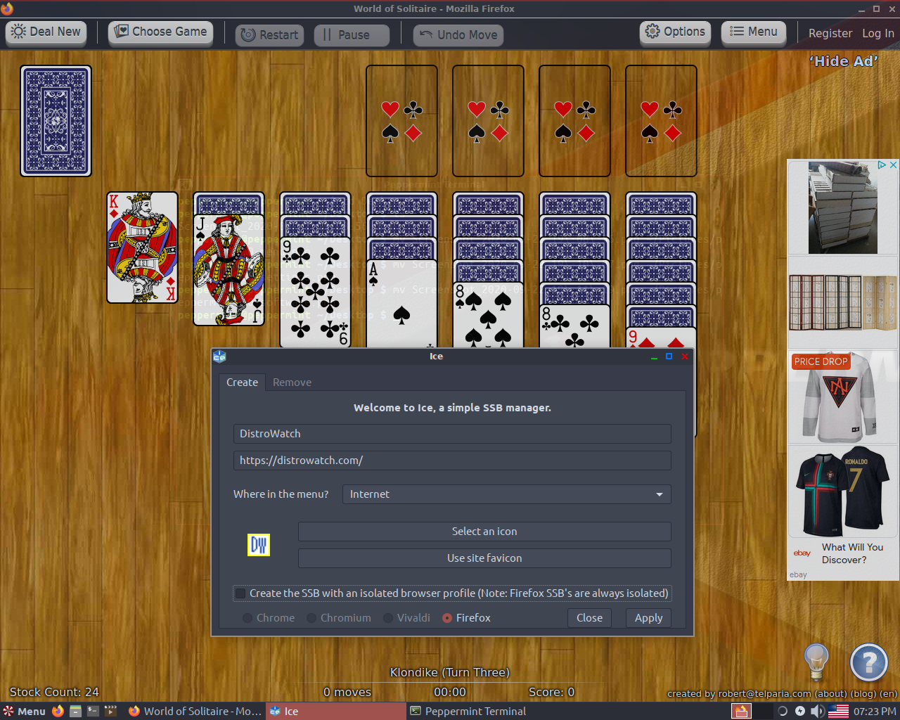 Peppermint desktop screenshot: 10 ice