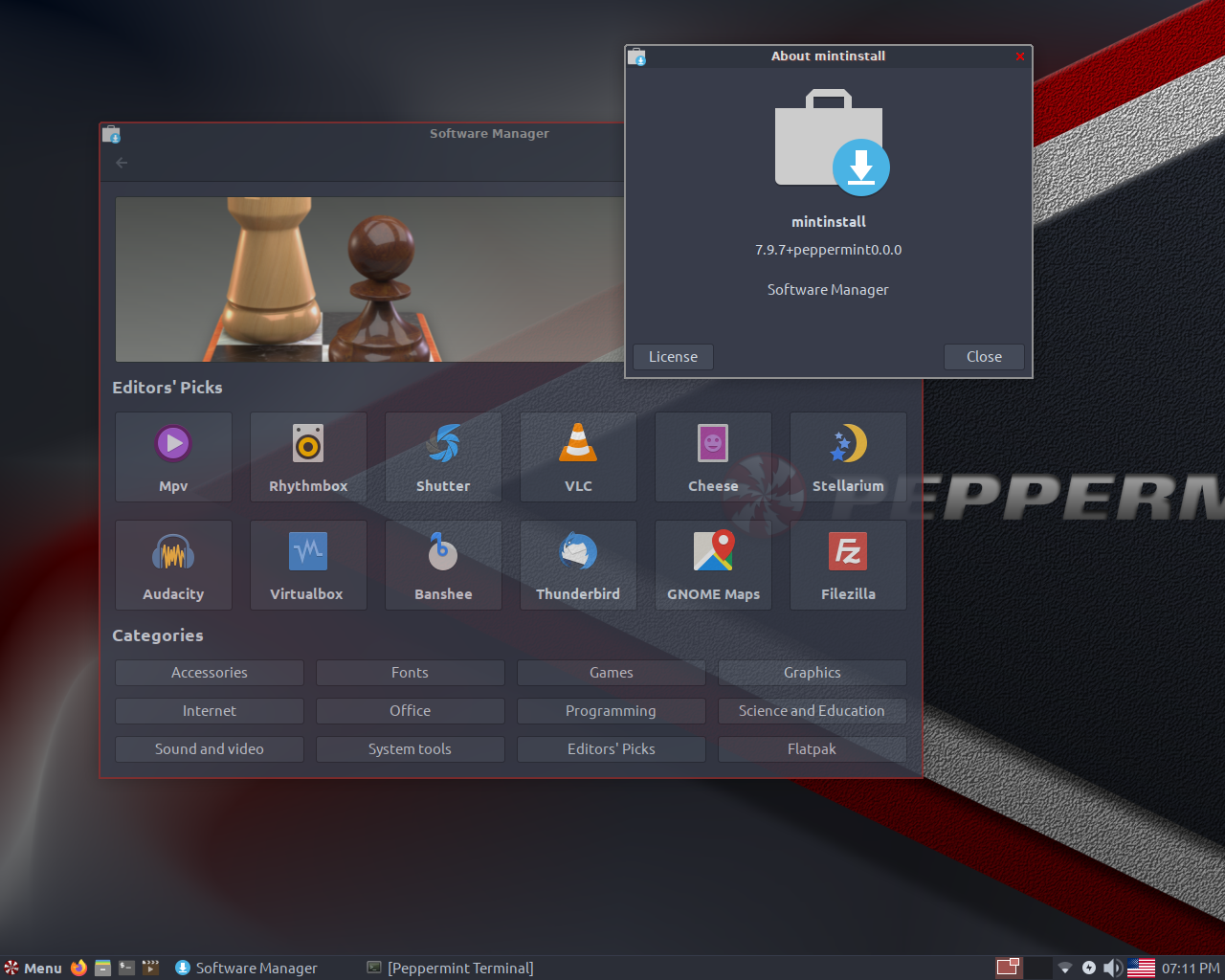 Peppermint desktop screenshot: 10 software