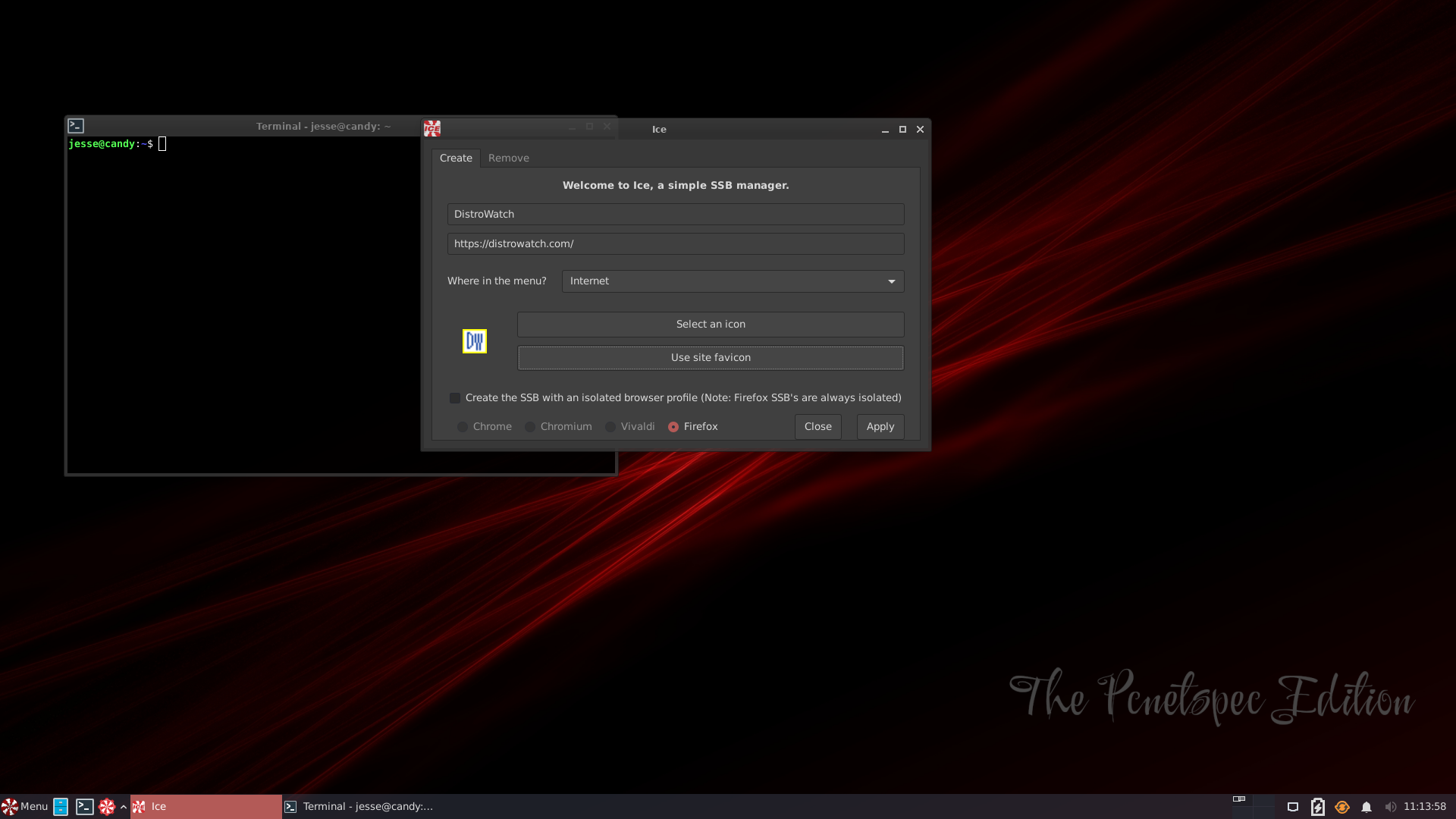 Peppermint desktop screenshot: 2022 02 02 ice