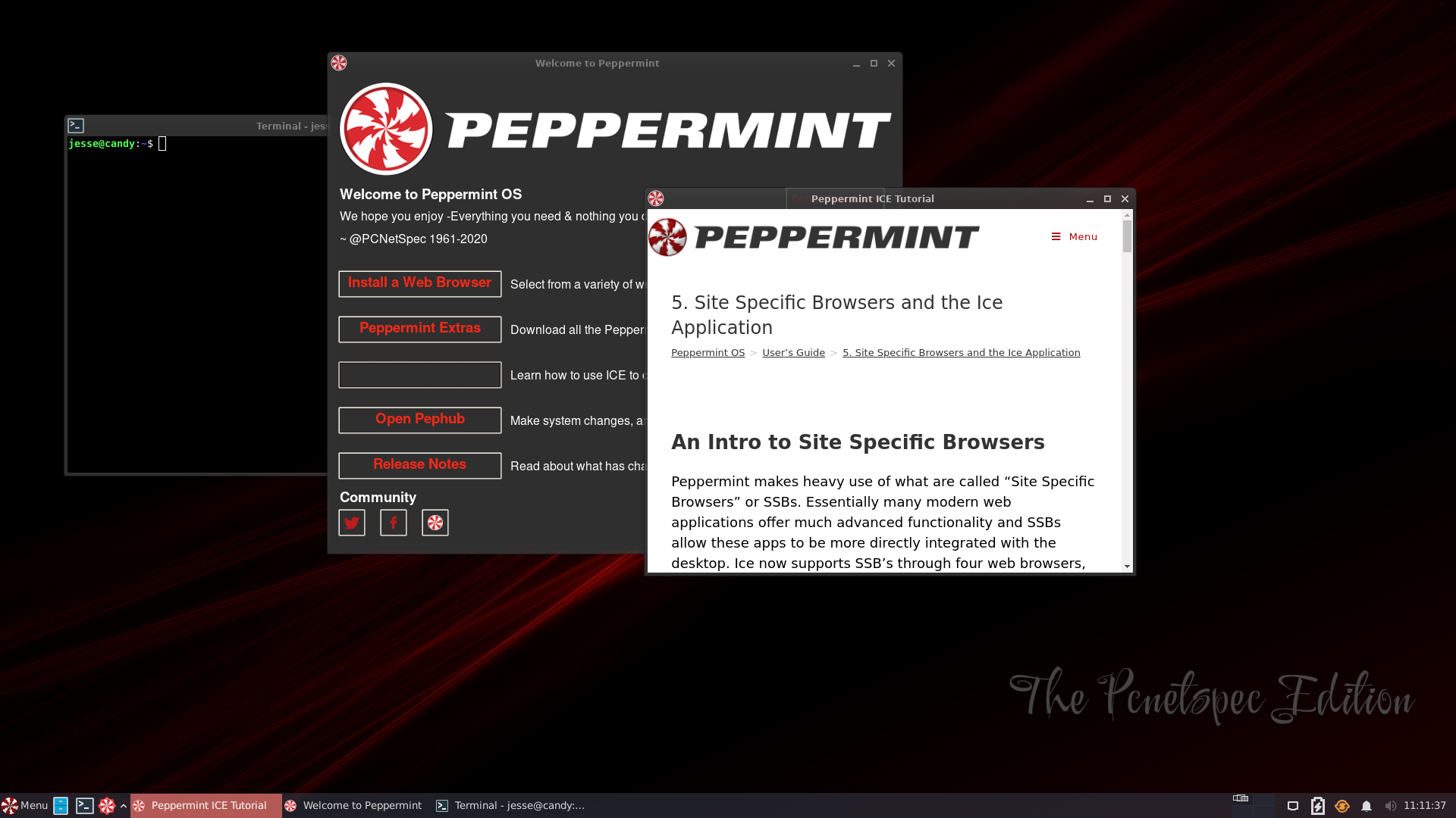 Peppermint desktop screenshot: 2022 02 02 welcome