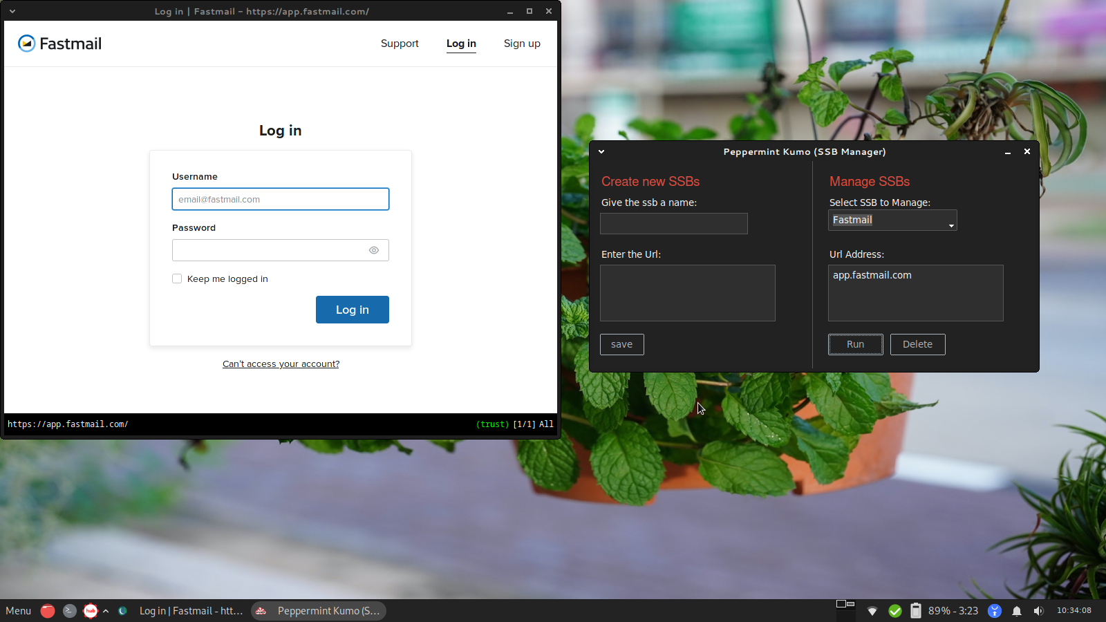 Peppermint desktop screenshot: 2023 07 01 kumo