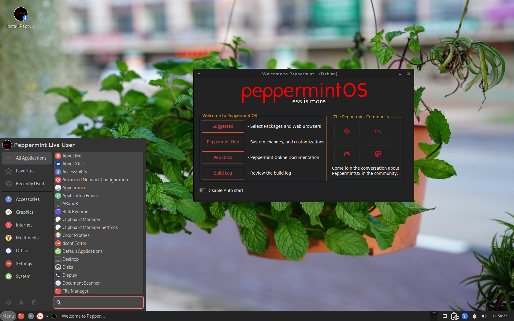 Peppermint desktop screenshot: 2023 07 01