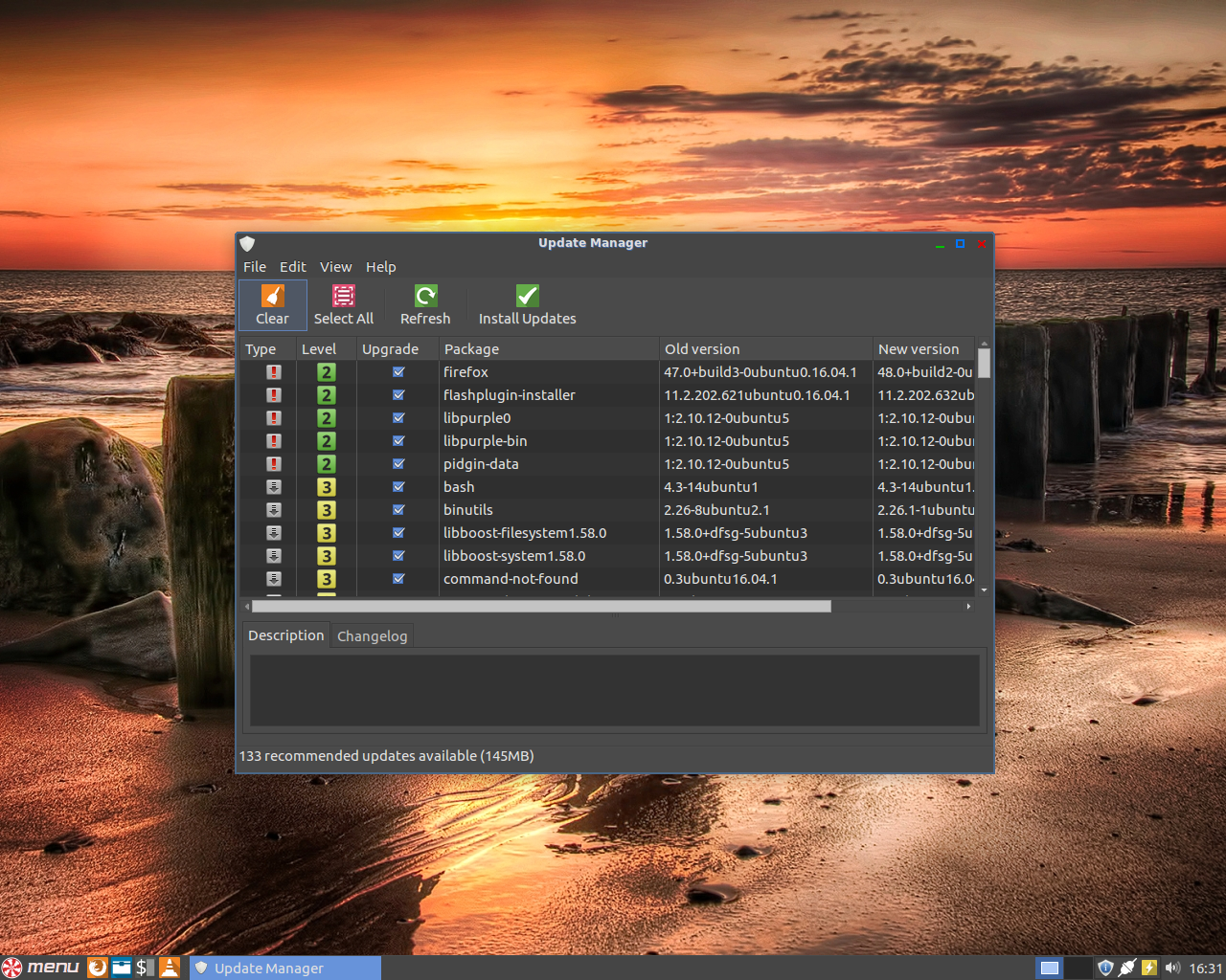 Peppermint desktop screenshot: 7 updates
