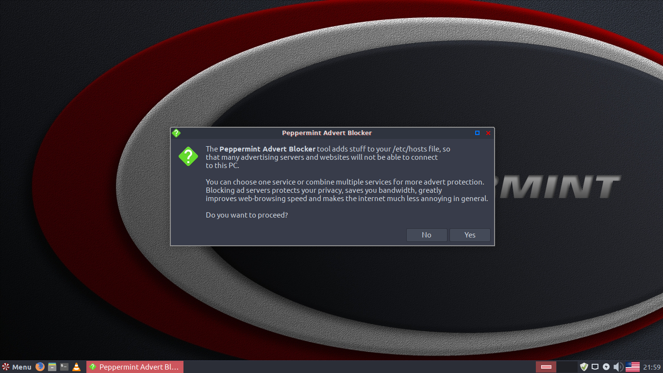Peppermint desktop screenshot: 9 blocker