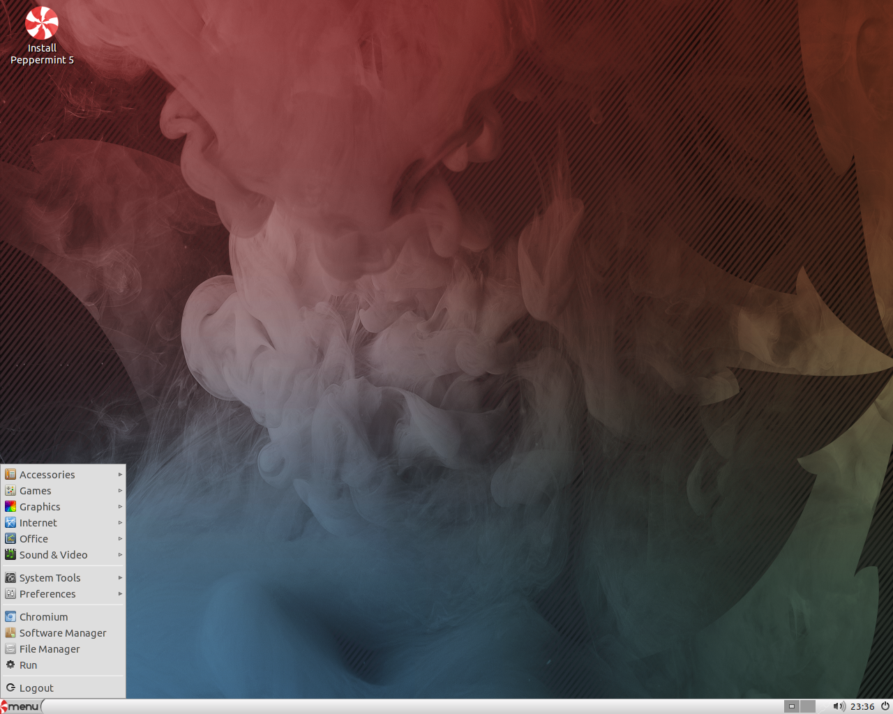 Peppermint desktop screenshot: five