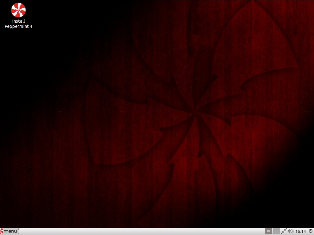 Peppermint desktop screenshot: four desktop