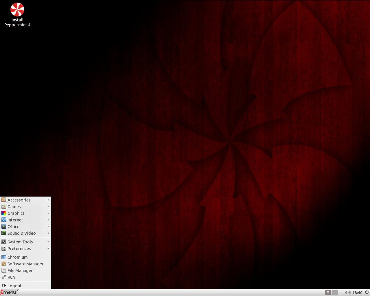 Peppermint desktop screenshot: four