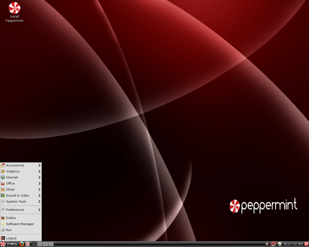 Peppermint desktop screenshot: one 08042010