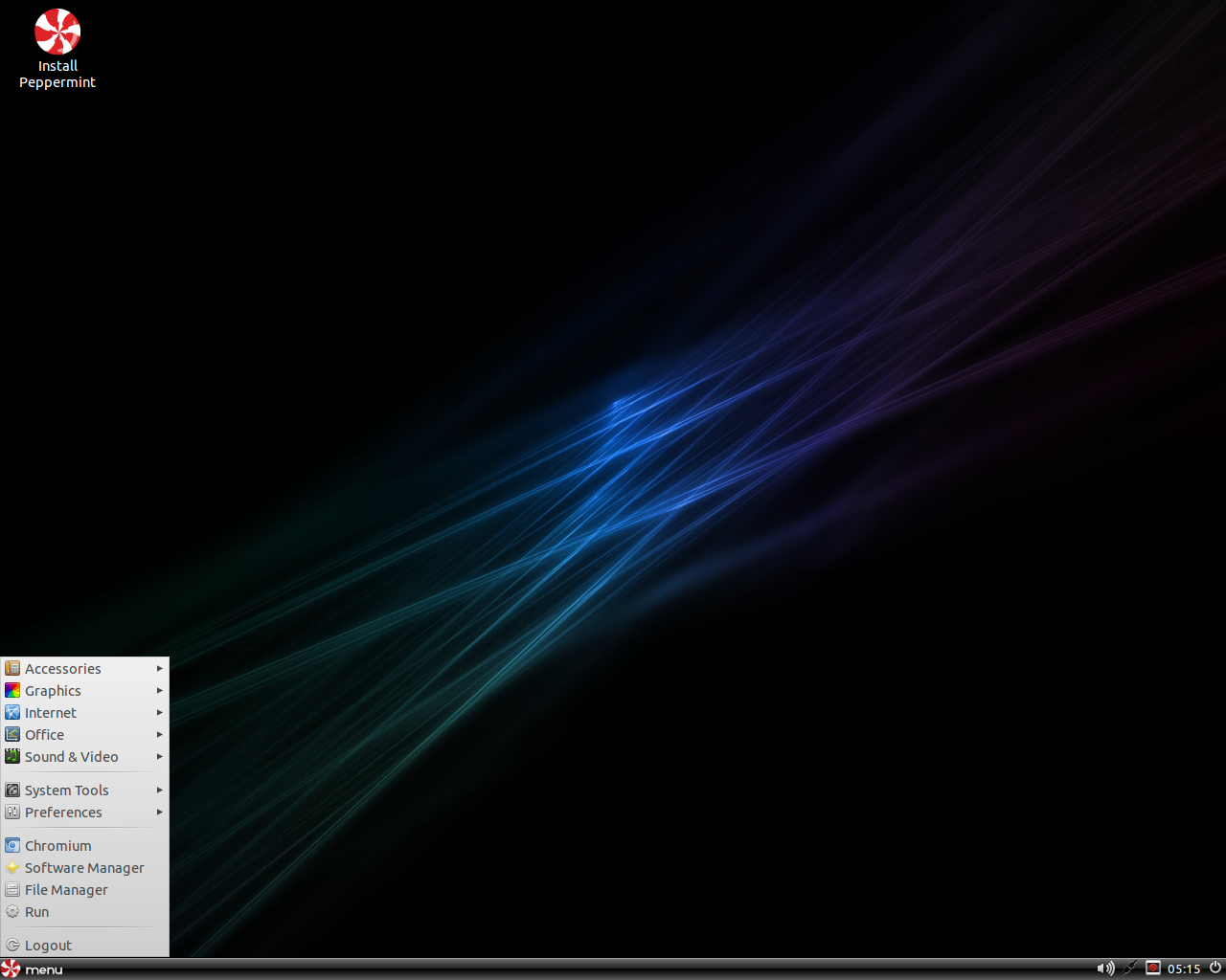 Peppermint desktop screenshot: two