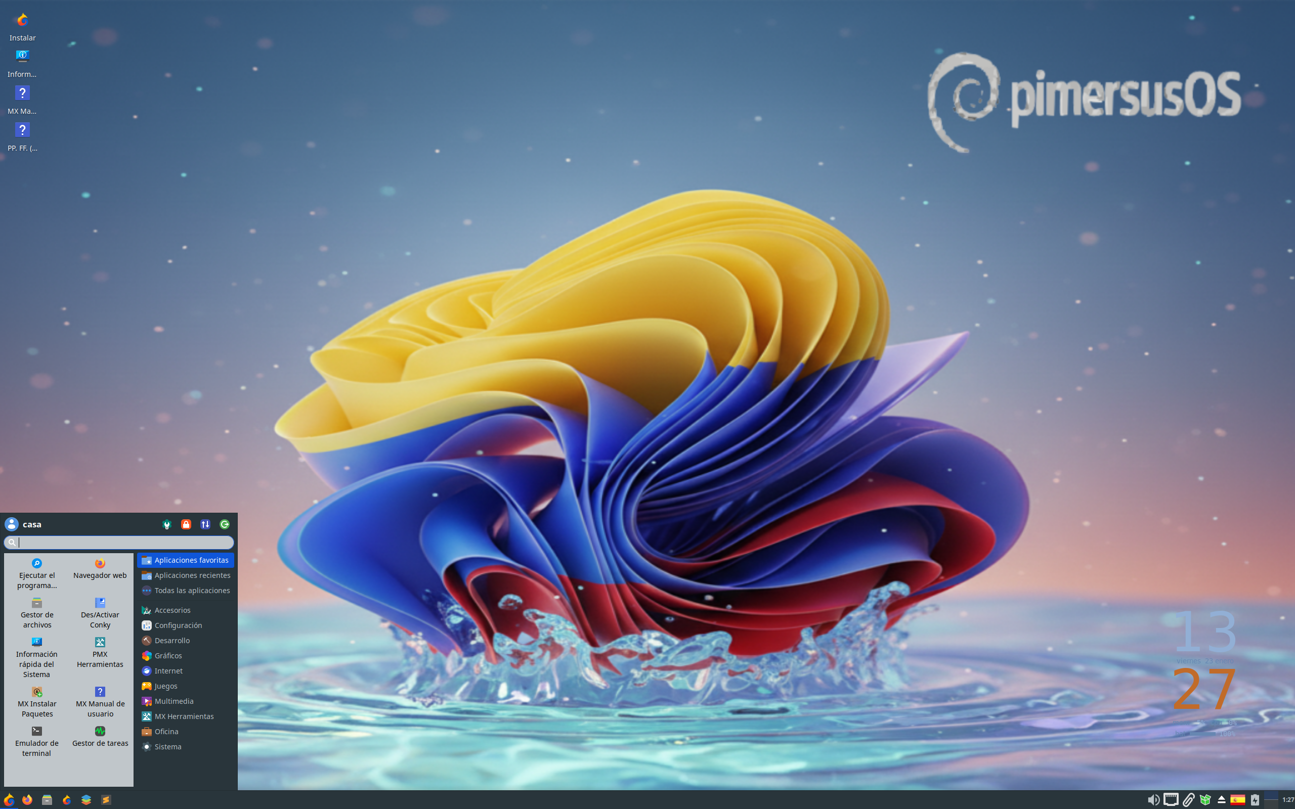 PimersusOS desktop screenshot: 20251216