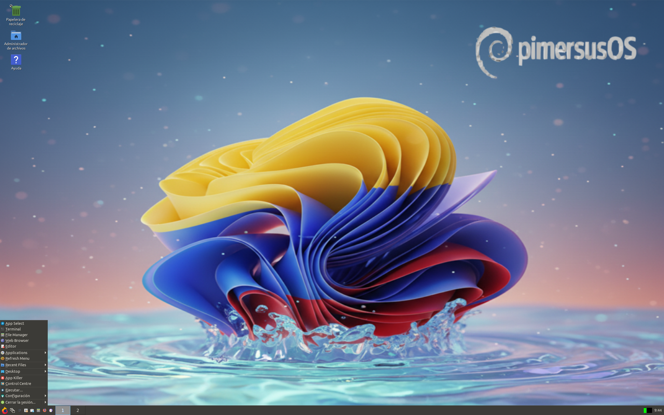 PimersusOS desktop screenshot: nov2025