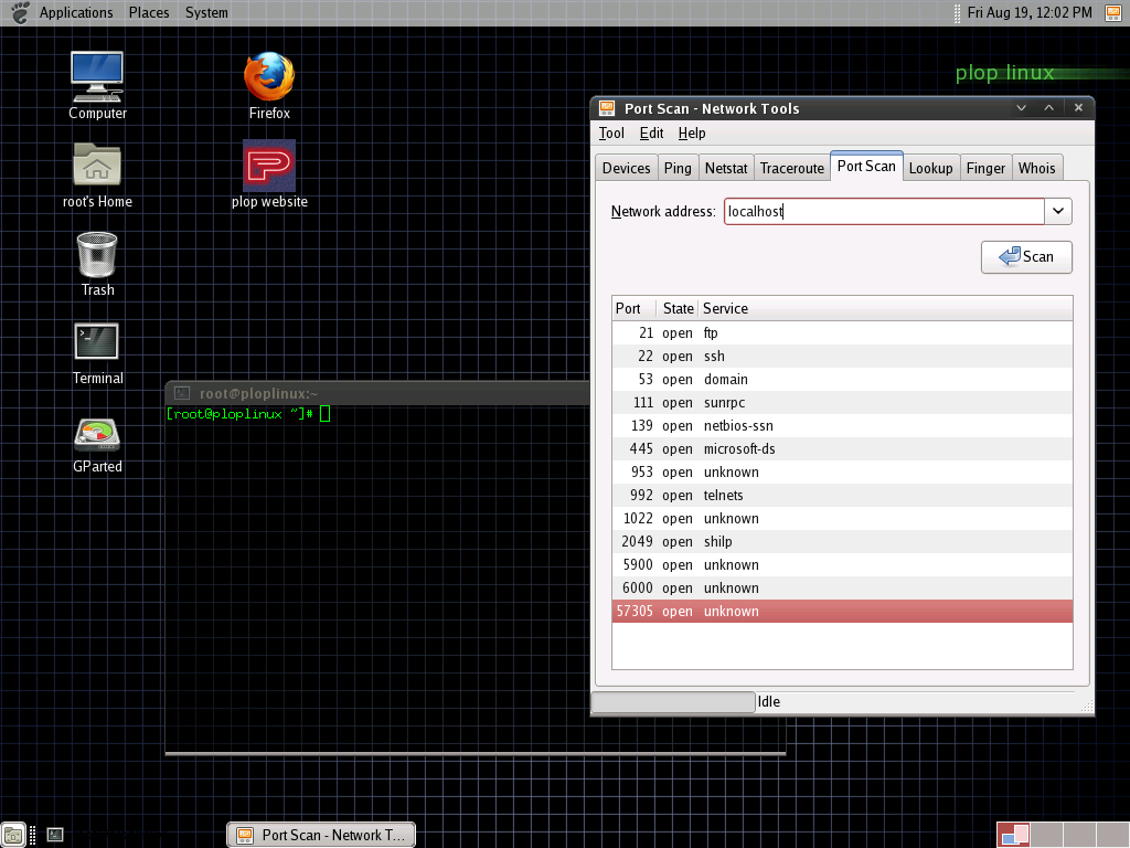 Plop desktop screenshot: 4.1.2 network