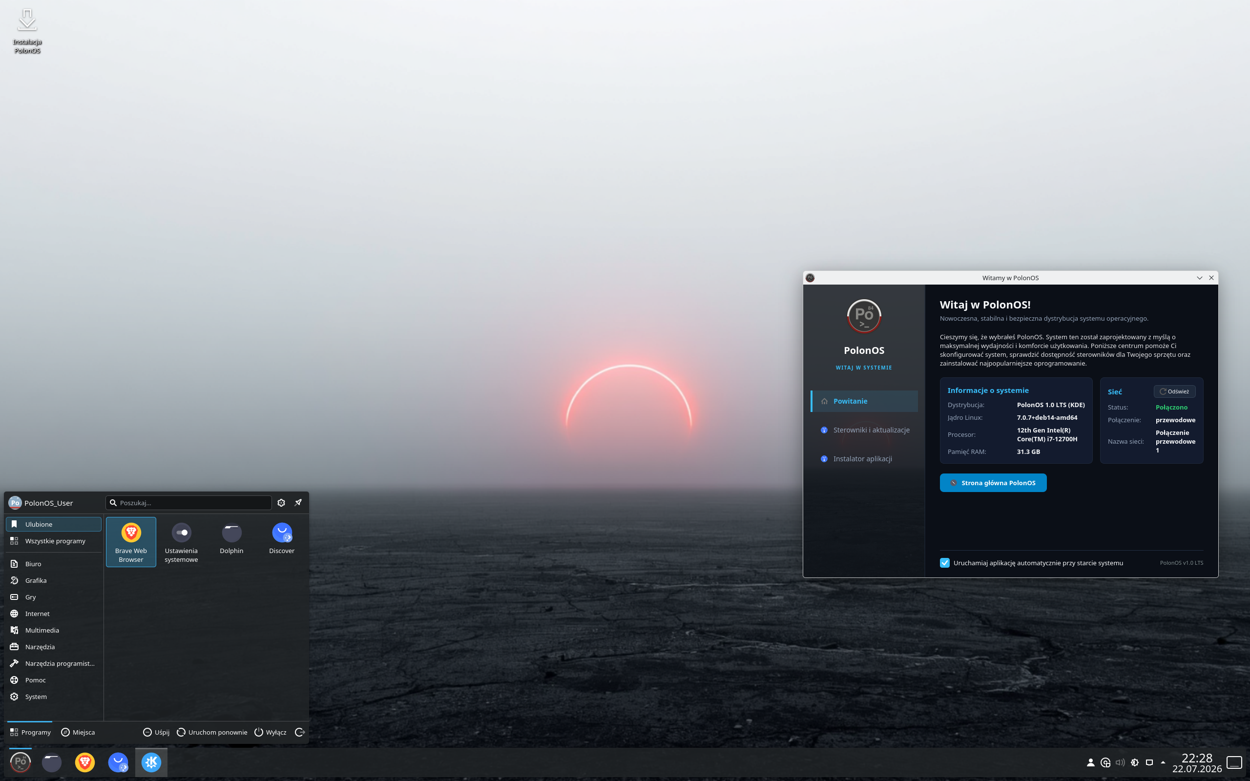 PolonOS desktop screenshot: 1.1 kde