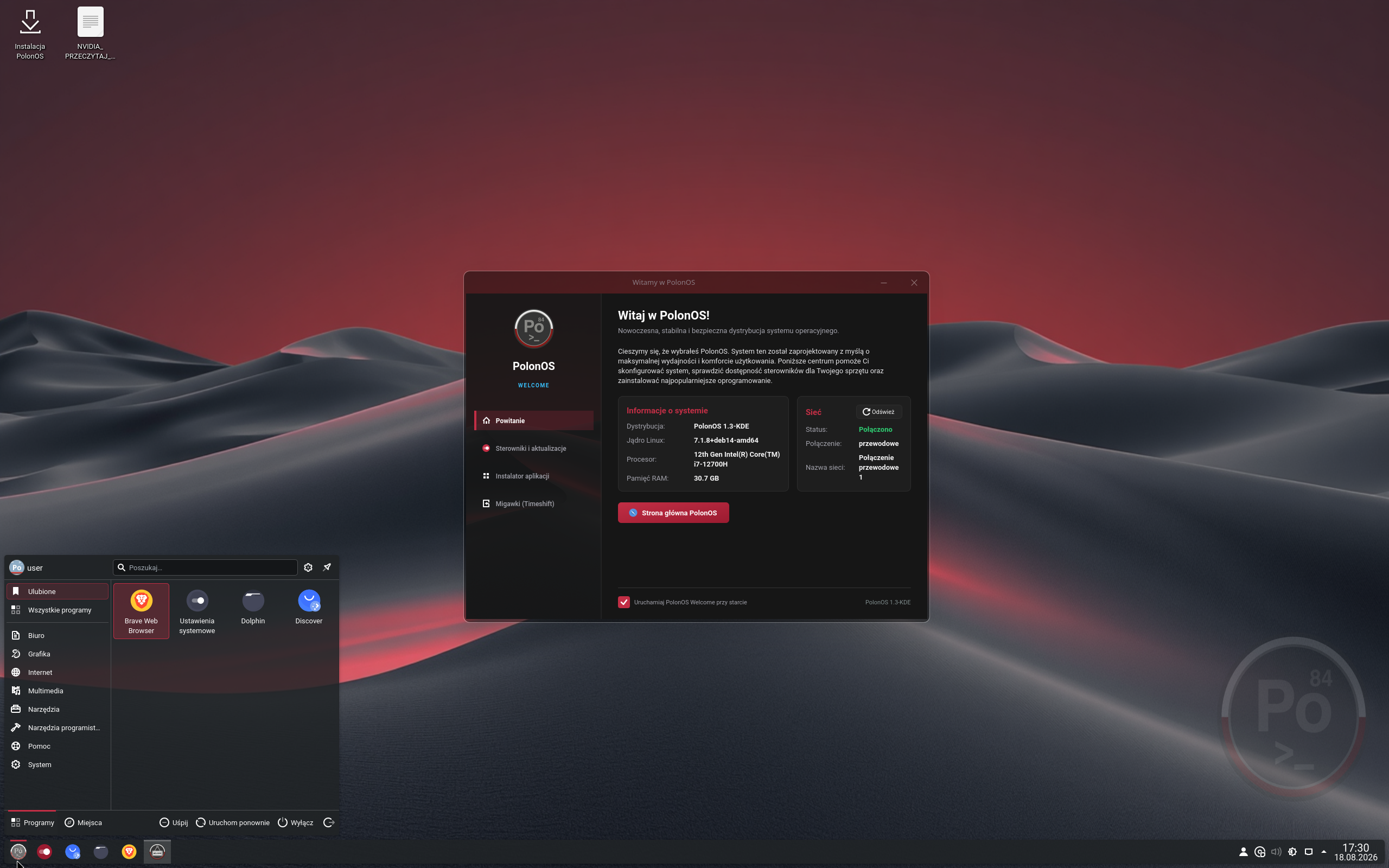 PolonOS desktop screenshot: 1.3 kde