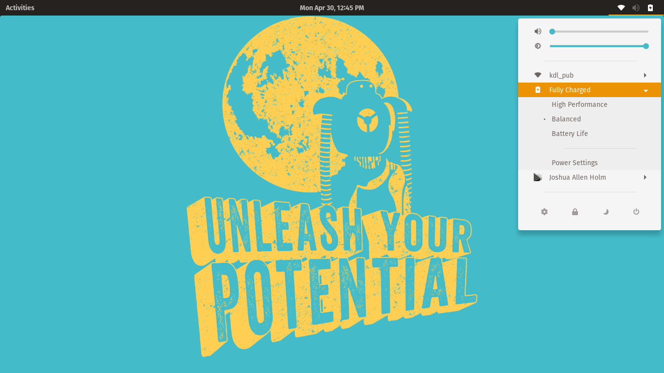 Pop!_OS desktop screenshot: 18.04 settings