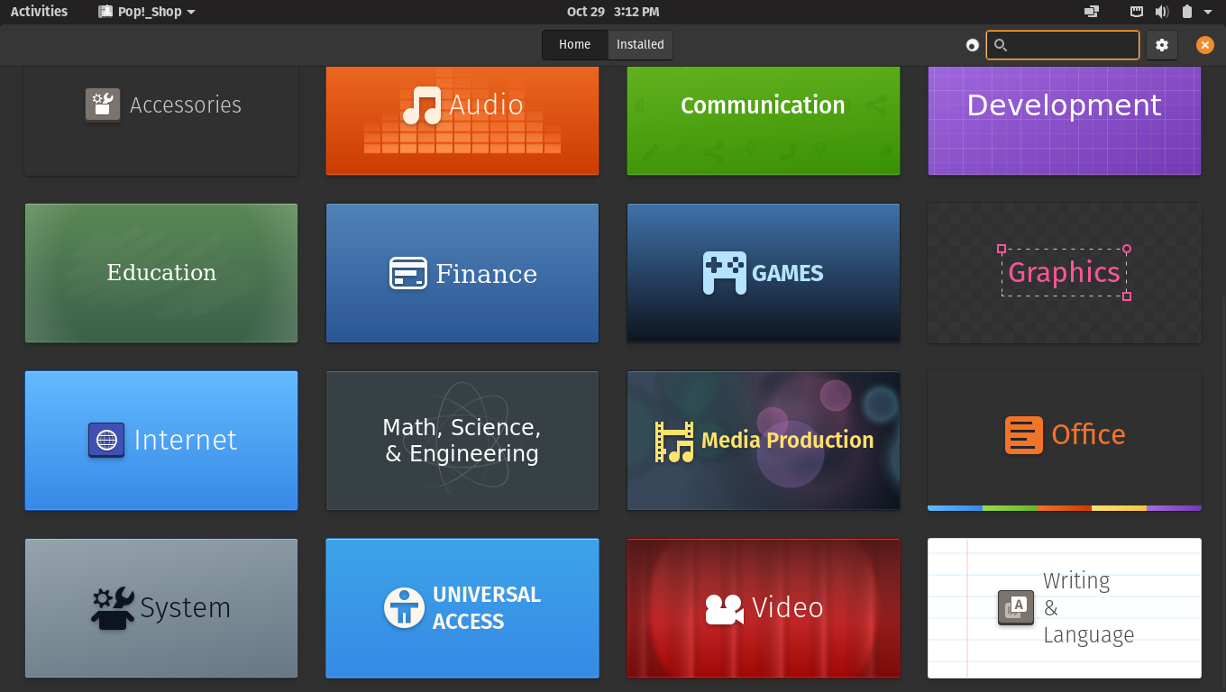 Pop!_OS desktop screenshot: 20.10 shop