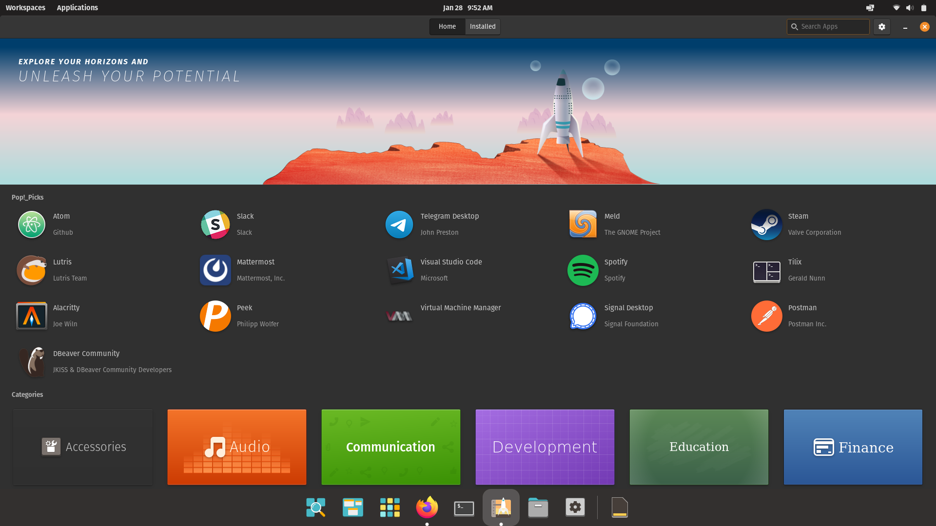 Pop!_OS desktop screenshot: 21.10 pop shop