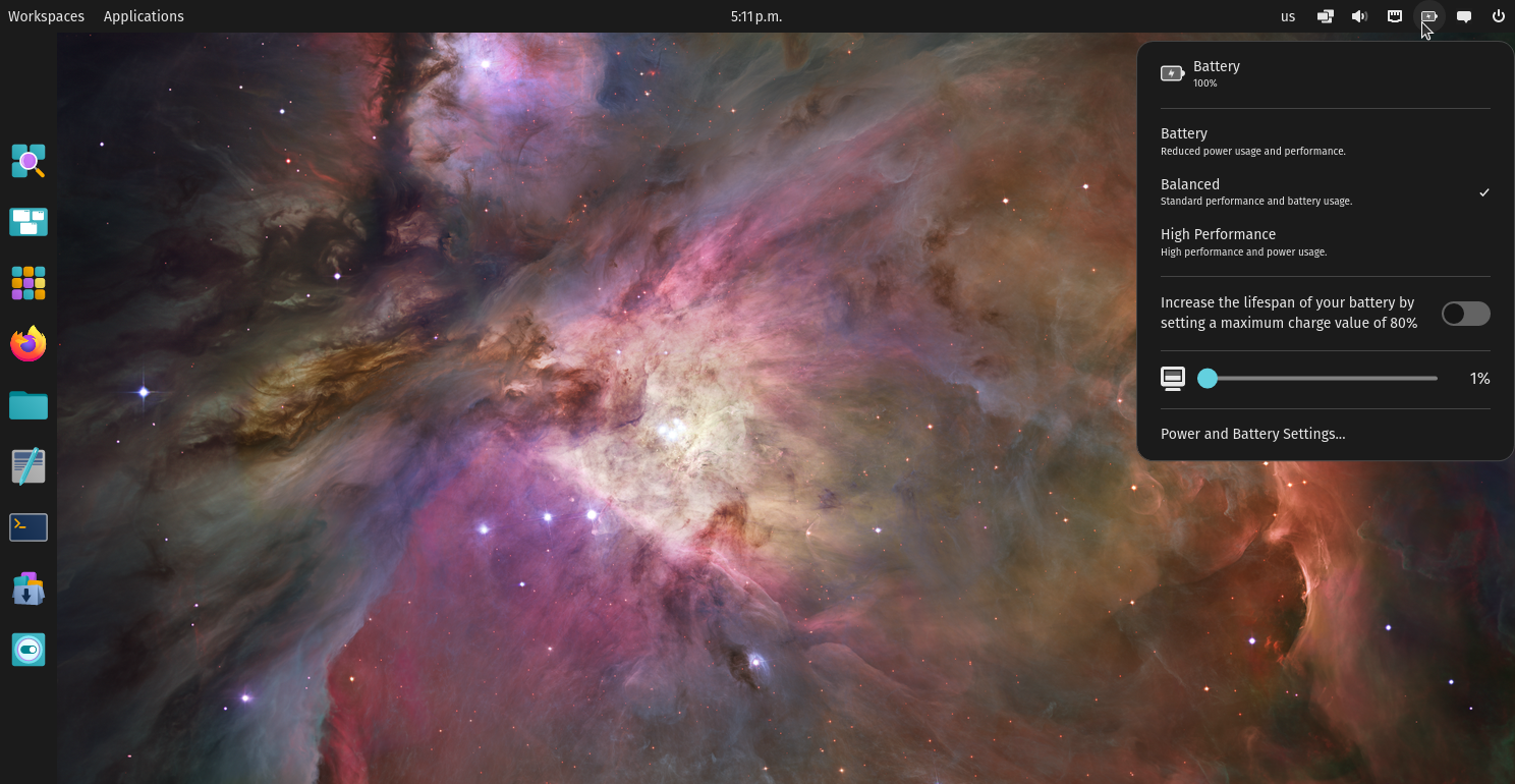 Pop!_OS desktop screenshot: 24.04 tray