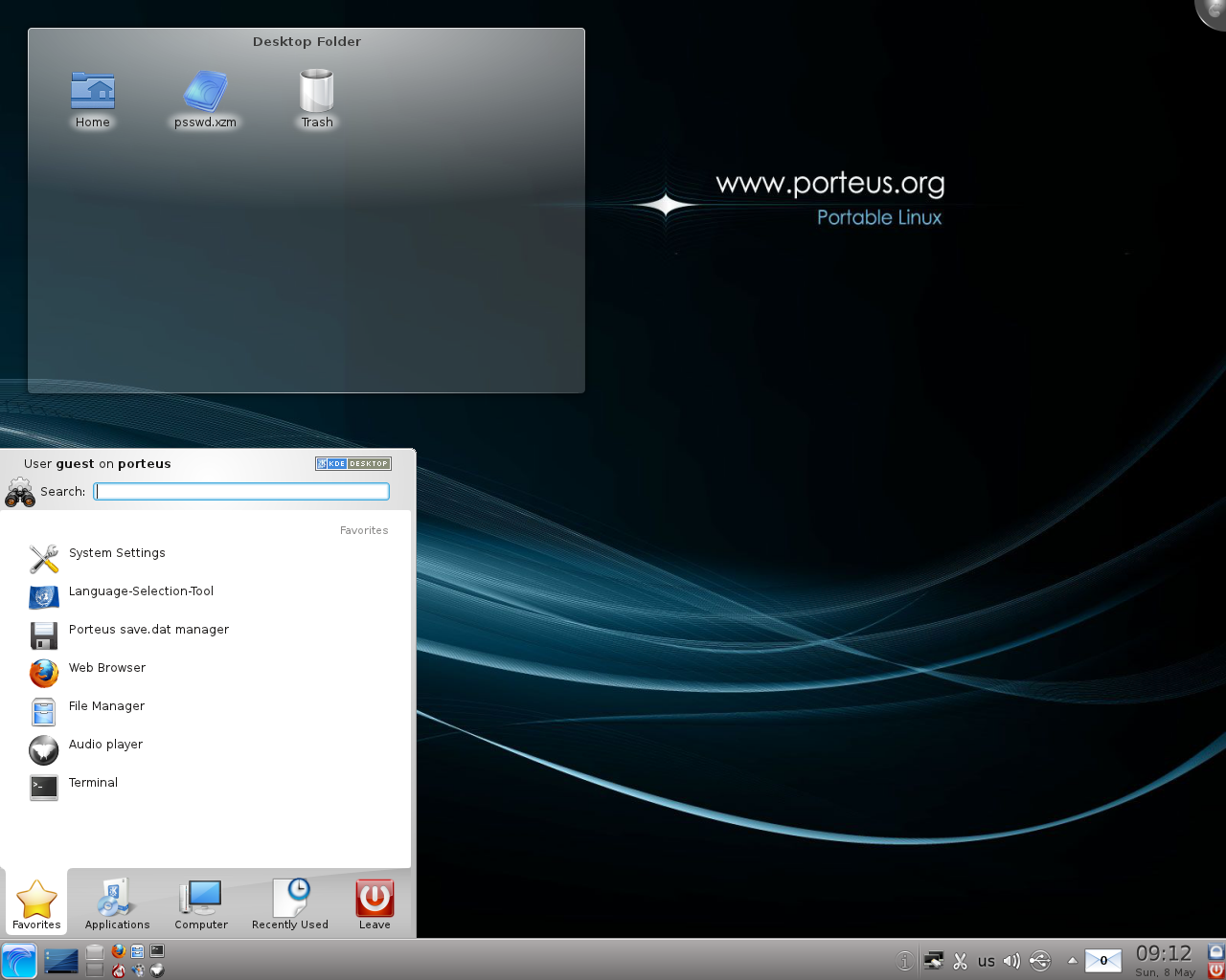 Porteus desktop screenshot: 1.0 rc2