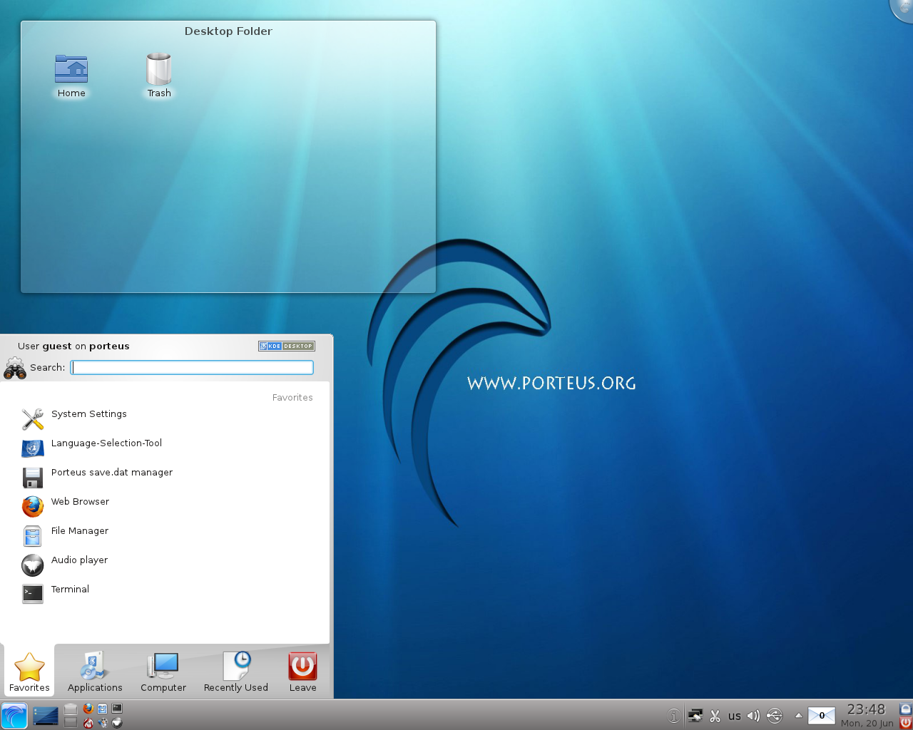 Porteus desktop screenshot: 1.0