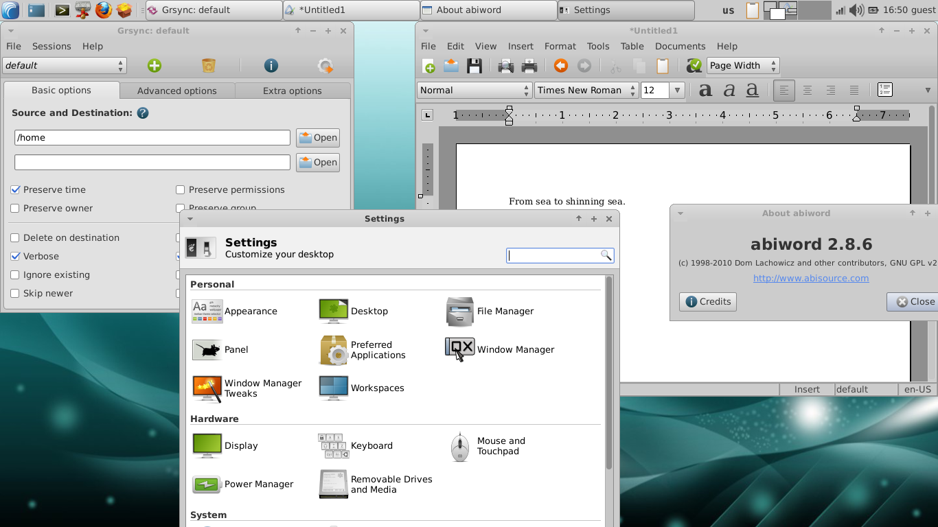 Porteus desktop screenshot: 2.0 apps