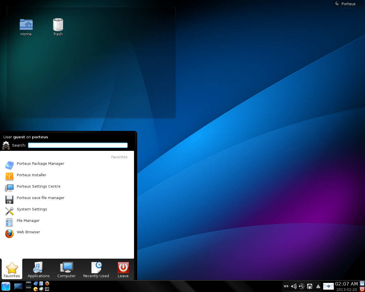 Porteus desktop screenshot: 2.0