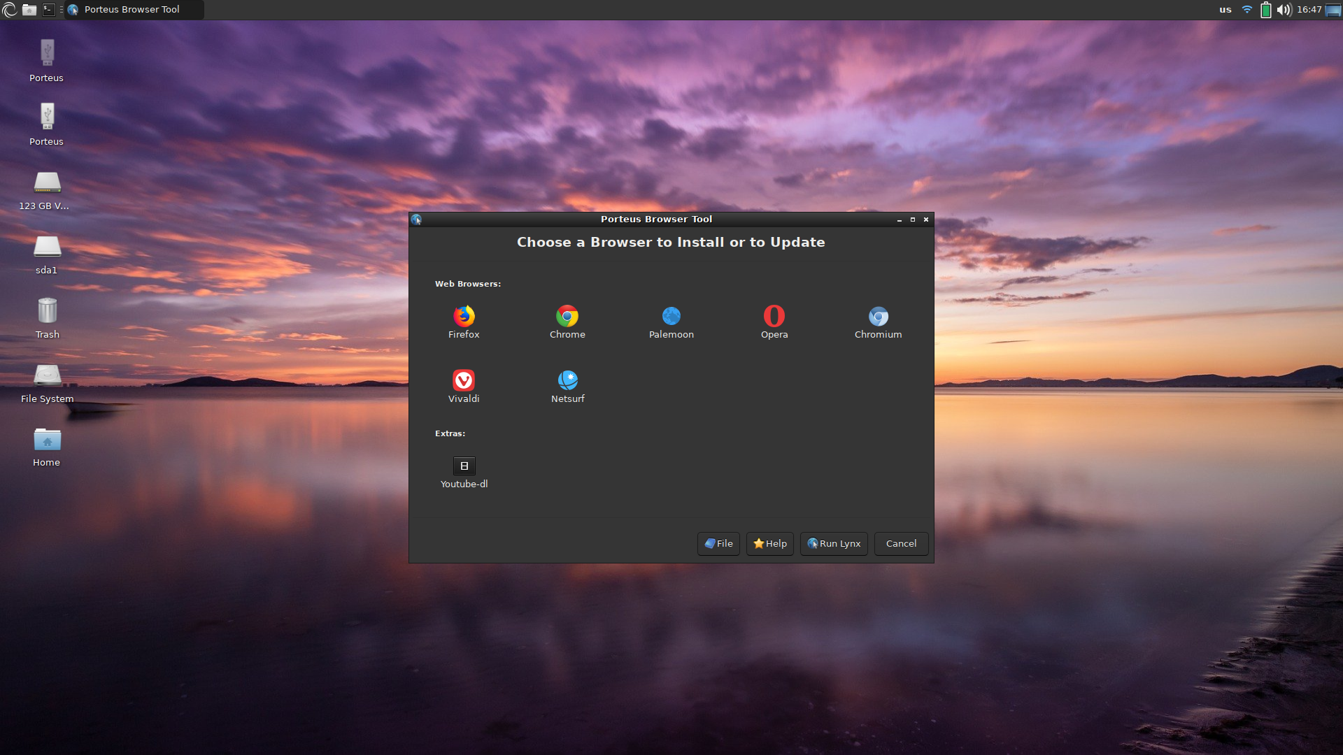 Porteus desktop screenshot: 5.0 browser