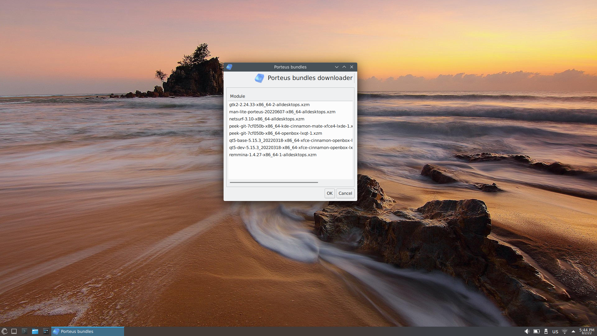 Porteus desktop screenshot: 5.0 bundels